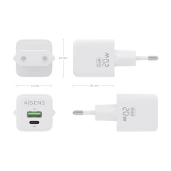 Charger Gan 20W 1XUSB-C PD3.0 QC4.0 1XUSB-A QC3.0 White | APLIUM