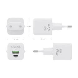 Charger Gan 25W 1XUSB-C PD3.0 QC4.0 1XUSB-A QC3.0 White | APLIUM