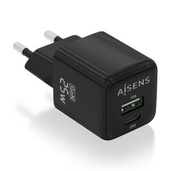 Cargador de Pared GaN Aisens ASCH-25W2P015-BK/ 1xUSB Tipo-C/ | APLIUM