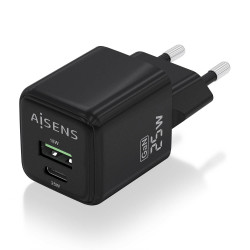 Cargador de Pared GaN Aisens ASCH-25W2P015-BK/ 1xUSB Tipo-C/ | APLIUM