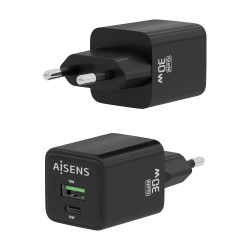 Cargador de Pared GaN Aisens ASCH-30W2P038-BK/ 1xUSB Tipo-C/ | APLIUM
