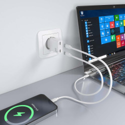 Cargador de Pared GaN Aisens ASCH-30W2P048-W/ 2xUSB Tipo-C/ | APLIUM