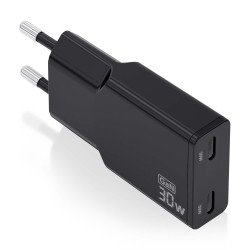 Cargador de Pared GaN Aisens ASCH-30W2P049-BK/ 2xUSB Tipo-C/ | APLIUM
