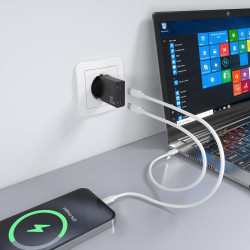 Cargador de Pared GaN Aisens ASCH-30W2P049-BK/ 2xUSB Tipo-C/ | APLIUM