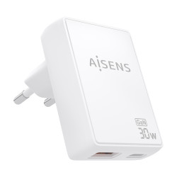 Cargador de Pared GaN Aisens ASCH-30W2P074-W/ 1xUSB Tipo-C/ | APLIUM