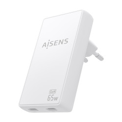 Cargador de Pared GaN Aisens ASCH-65W2P077-W/ 2xUSB Tipo-C/ | APLIUM