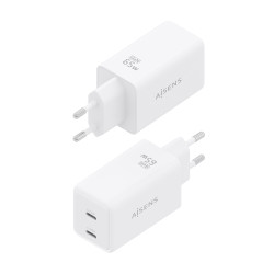 Cargador Gan 65W 2XUSB-C PD3.0 QC4.0 Blanco | APLIUM