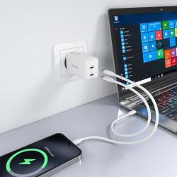 Cargador Gan 65W 2XUSB-C PD3.0 QC4.0 Blanco | APLIUM