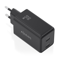 Cargador de Pared GaN Aisens ASCH-65W2P079-BK/ 2xUSB Tipo-C/ | APLIUM
