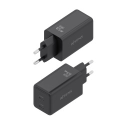 Cargador de Pared GaN Aisens ASCH-65W2P079-BK/ 2xUSB Tipo-C/ | APLIUM