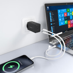 Cargador de Pared GaN Aisens ASCH-65W2P079-BK/ 2xUSB Tipo-C/ | APLIUM