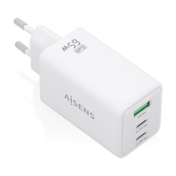 Cargador de Pared GaN Aisens ASCH-65W3P072-W/ 2xUSB Tipo-C/ | APLIUM