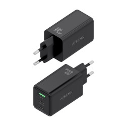 Cargador de Pared GaN Aisens ASCH-65W3P073-BK/ 2xUSB Tipo-C/ | APLIUM