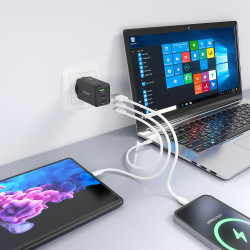 Cargador de Pared GaN Aisens ASCH-65W3P073-BK/ 2xUSB Tipo-C/ | APLIUM