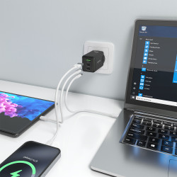 Cargador de Pared GaN Aisens ASCH-65W3P073-BK/ 2xUSB Tipo-C/ | APLIUM