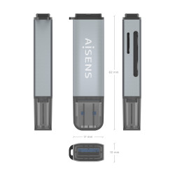 Lector de Tarjetas Externo Aisens ASCR-2A09-GR/ USB 3.1 | APLIUM