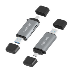 Lector de Tarjetas Externo Aisens ASCR-2AC11-GR/ USB 3.1 | APLIUM