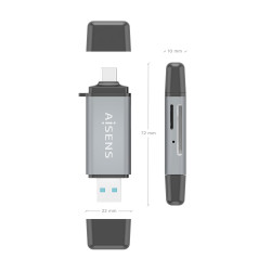 Lector de Tarjetas Externo Aisens ASCR-2AC11-GR/ USB 3.1 | APLIUM