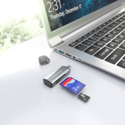 Lector de Tarjetas Externo Aisens ASCR-2C10-GR/ USB 3.1 | APLIUM