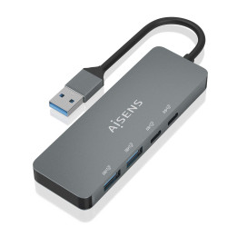 Hub USB 3.2 Aisens A106-0696/ 2xUSB/ 2xUSB Tipo-C/ Gris | APLIUM