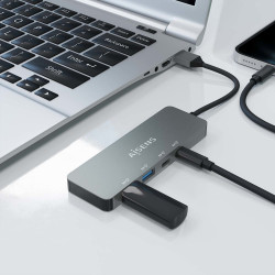 Hub USB 3.2 Aisens A106-0696/ 2xUSB/ 2xUSB Tipo-C/ Gris | APLIUM