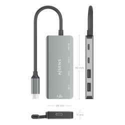 Hub USB Tipo-C Aisens A109-0946/ 2xUSB/ 2xUSB Tipo-C/ 1xUSB | APLIUM