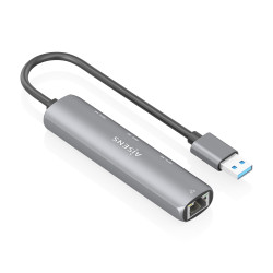 Hub USB Aisens ASUC-4P034-GR/ 3xUSB/ 1xRJ45/ Gris | APLIUM
