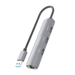 Hub USB Aisens ASUC-4P034-GR/ 3xUSB/ 1xRJ45/ Gris | APLIUM
