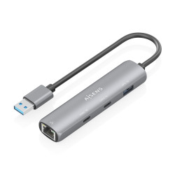 Hub USB Aisens ASUC-4P036-GR/ 2xUSB Tipo-C/ 1xUSB/ 1xRJ45/ G | APLIUM