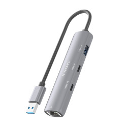 Hub USB Aisens ASUC-4P036-GR/ 2xUSB Tipo-C/ 1xUSB/ 1xRJ45/ G | APLIUM
