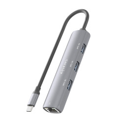 Hub USB Tipo-C Aisens ASUC-4P038-GR/ 3xUSB/ 1xRJ45/ Gris | APLIUM