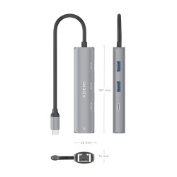 Hub USB Tipo-C Aisens ASUC-4P039-GR/ 1xUSB Tipo-C/ 2xUSB/ 1x | APLIUM
