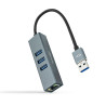 Hub USB 3.0 Nanocable 10.03.0407/ 3xUSB/ 1xRJ45/ Gris | APLIUM