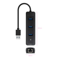 Hub USB 3.0 Nanocable 10.16.4604/ 3xUSB/ 1xRJ45/ Negro | APLIUM