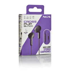 Auriculares Intrauditivos NGS Cross Flip/ con Micrófono/ Jack 3.5/ Neg