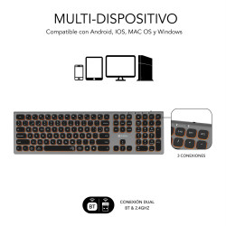 Teclado Inalámbrico Subblim Master/ Gris y Negro | APLIUM