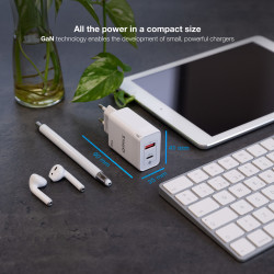 Cargador de Pared GaN TooQ TQWC-GANQCPD45WT/ 1xUSB Tipo-C/ 1 | APLIUM