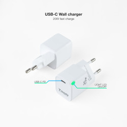 Cargador de Pared TooQ TQWC-PD20WT/ 1xUSB Tipo-C/ 20W/ Blanc | APLIUM