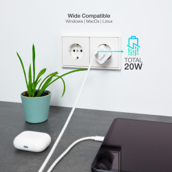 Cargador de Pared TooQ TQWC-PD20WT/ 1xUSB Tipo-C/ 20W/ Blanc | APLIUM