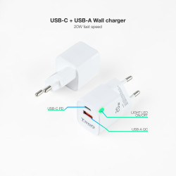 Cargador de Pared TooQ TQWC-QCPD20WT/ 1xUSB-Tipo C/ 1x USB/ | APLIUM