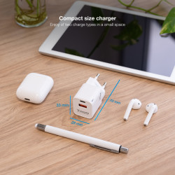 Cargador de Pared TooQ TQWC-QCPD20WT/ 1xUSB-Tipo C/ 1x USB/ | APLIUM