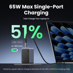 Ugreen Nexode Air 65W sieninis kroviklis, USB + 2x USB-C pil | APLIUM