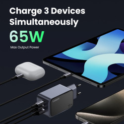 Ugreen Nexode Air 65W sieninis kroviklis, USB + 2x USB-C pil | APLIUM