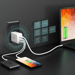 65W Gan Usb-c 3-PORT Charger Eu White | APLIUM