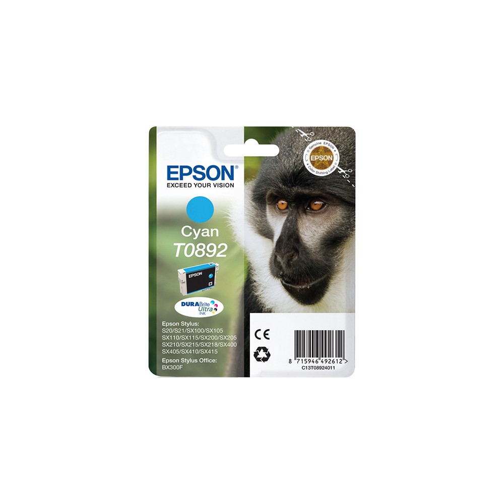 Epson Monkey Cartucho T0892 cian, Cian, 3,5 ml, 1 pieza(s)