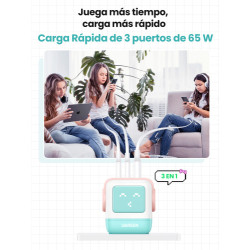 Ugreen Uno RG 65W 3-Port GaN Fast Charger pink blue Ordenado | APLIUM