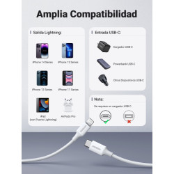 Ugreen 10493 cable de conector Lightning 1 m Blanco | APLIUM