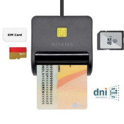 Lector de DNI y Tarjetas Aisens ASCR-SN02SD-BK/ USB 2.0/ Neg | APLIUM