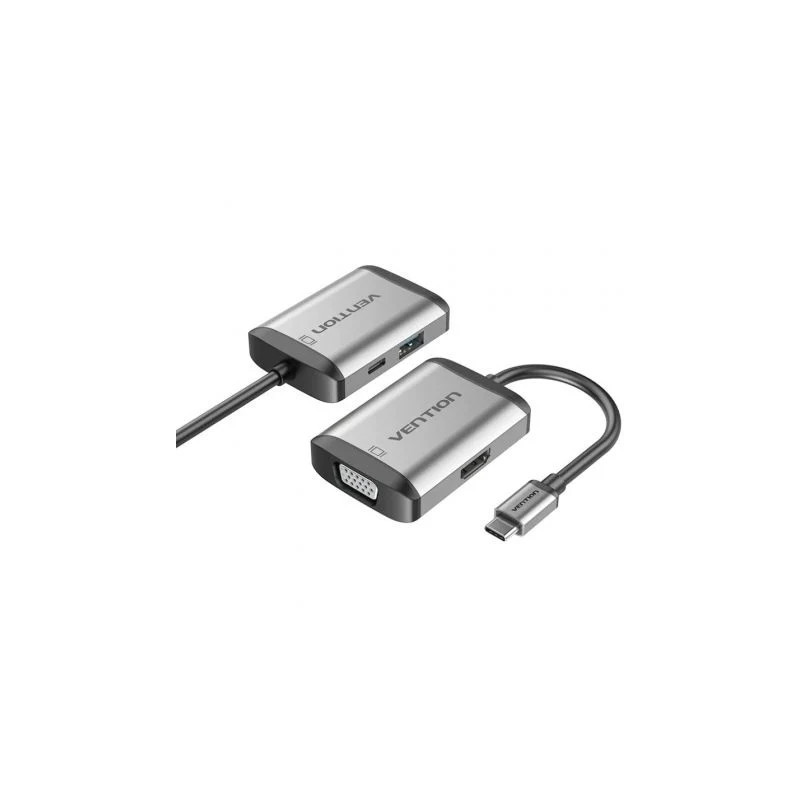 Dockingstation 4IN1 Usb-c To Hd MI/VGA/USB3.0/PD 0.15M Gray | APLIUM