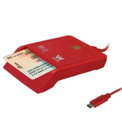 Lector de DNI y Tarjetas Woxter PE26-199/ USB Tipo-C/ Rojo | APLIUM